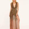Alvina Deep V-Neck Animal Print Maxi Dress